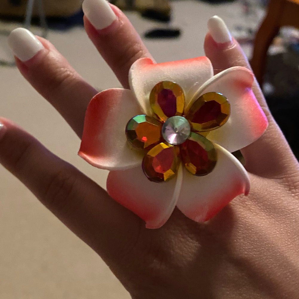 Foam Plumeria Ring - Red